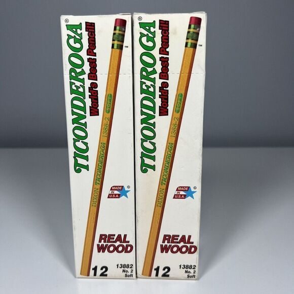 2 DIXON TICONDEROGA worlds best pencil No 2 13882 Soft Real Wood USA box of 12 - Picture 1 of 7